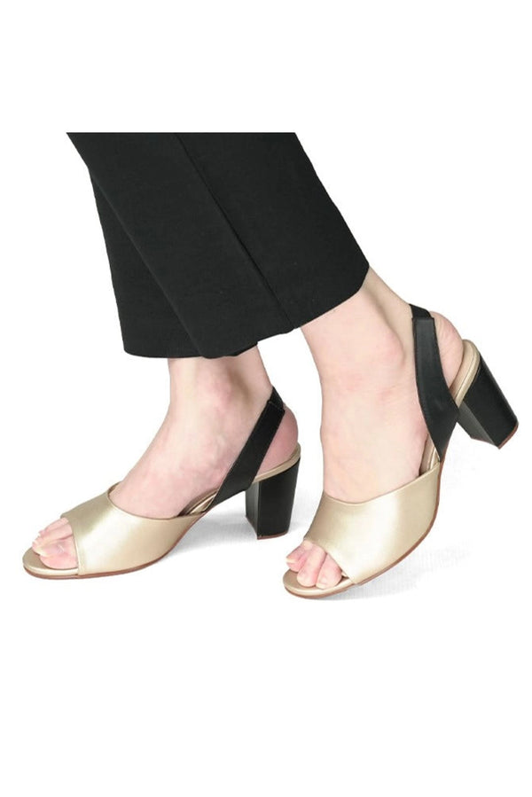 Glory Gold Slingback Block Heels - Elegant Comfort  -  heels.pk - block heels, glory-gold, golden heel, slingback heel - https://heels.pk/collections/new-arrivals/products/glory-gold-slingback-block-heels-elegant-comfort