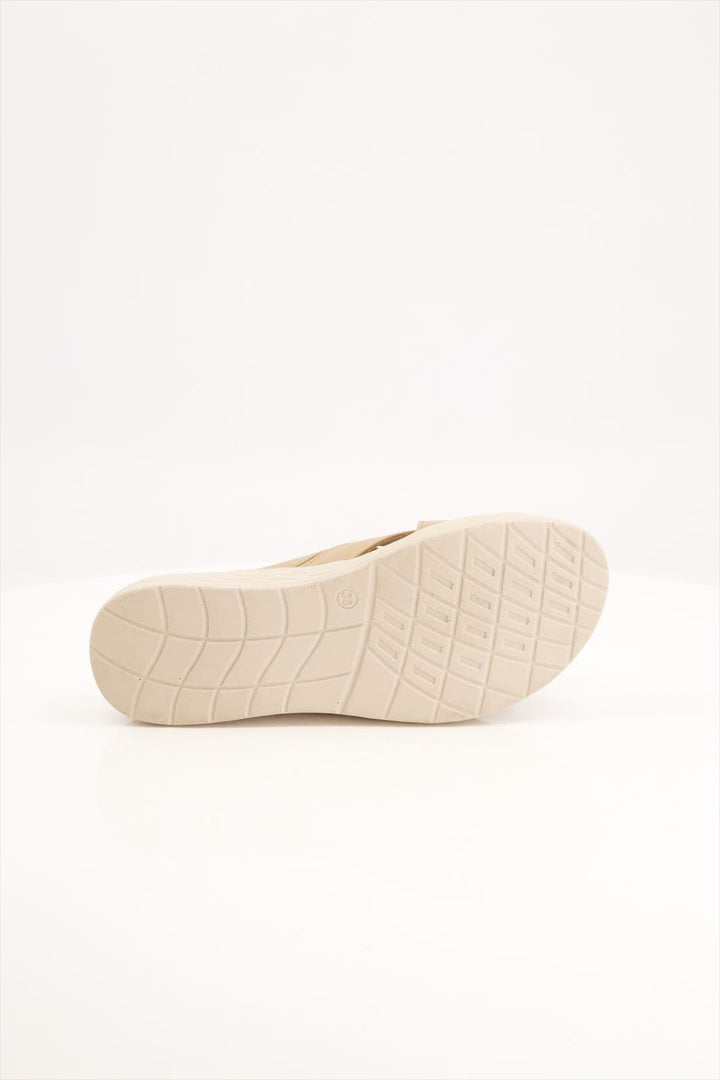 Women's Medicated Beige Crisscross Slides Shoes Pakistan