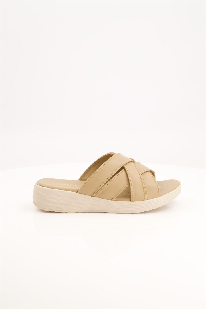 Women's Medicated Beige Crisscross Slides Shoes Pakistan