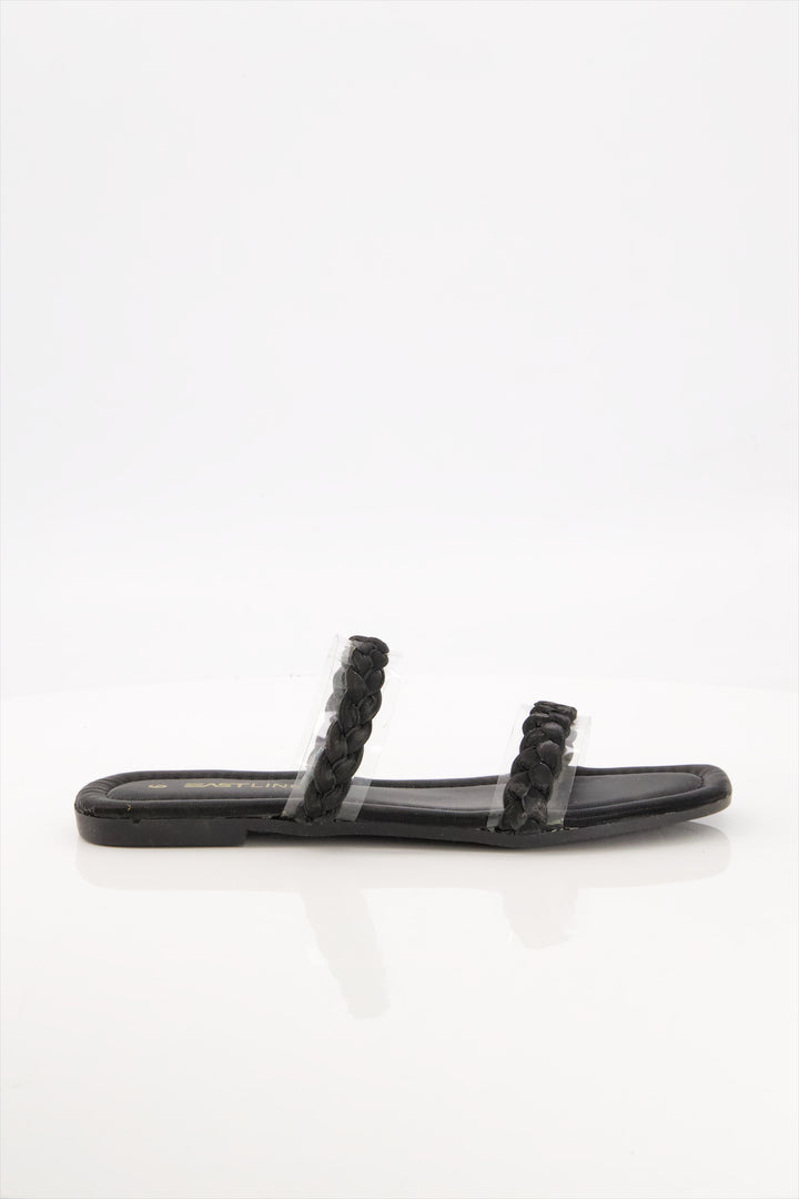 Midnight Braids Premium Black Slides Shoes for Women