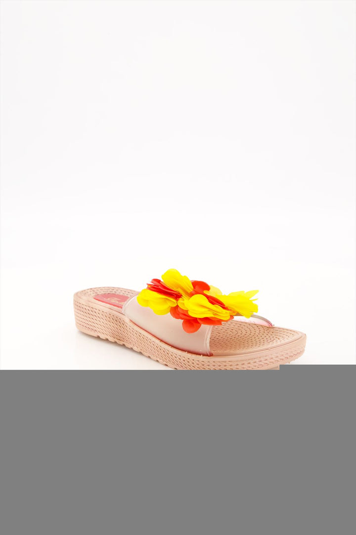 Floral Bliss Yellow & Red Slides Shoes for Women