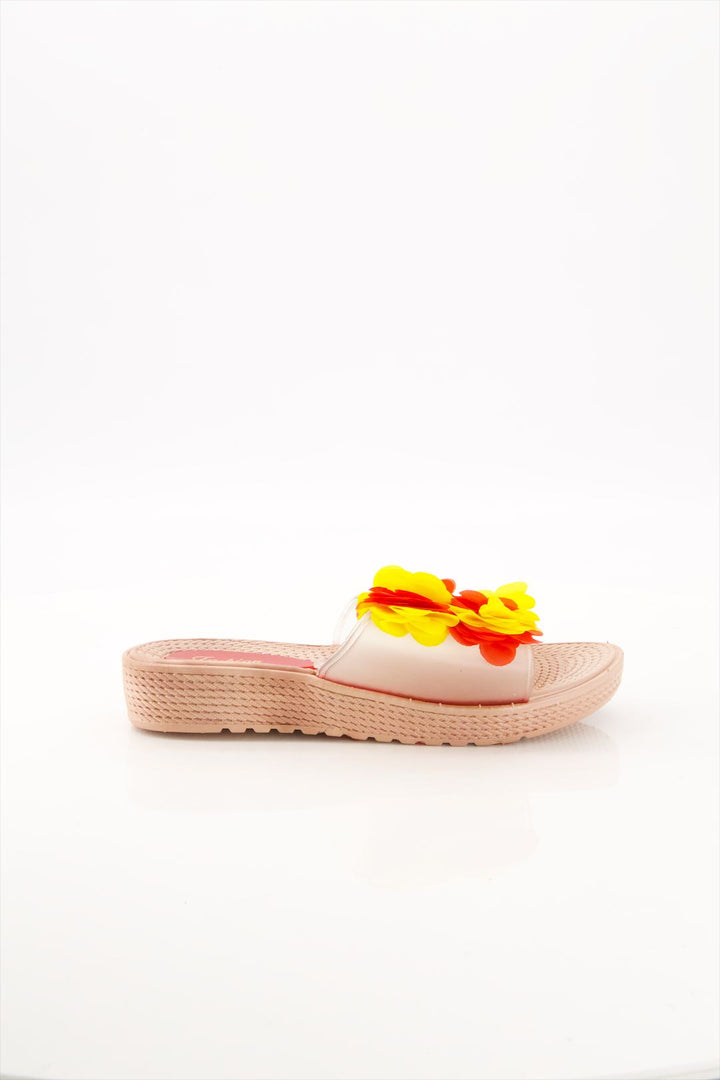 Floral Bliss Yellow & Red Slides Shoes for Women