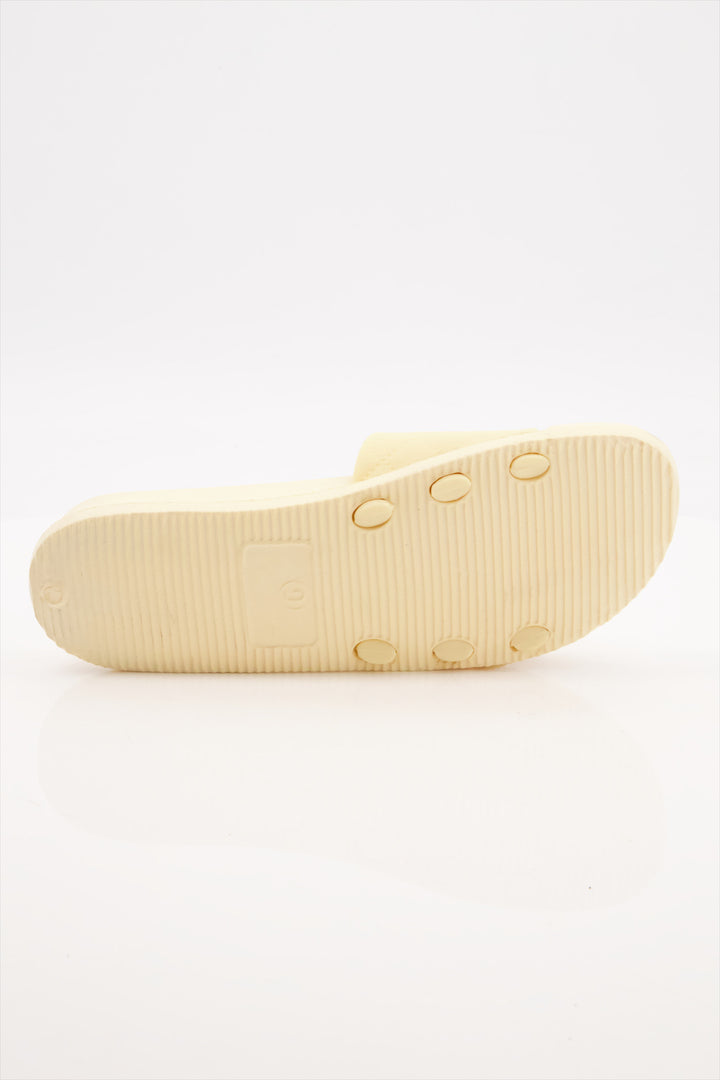 Beige Logo Luxe Slides Shoes for Girls