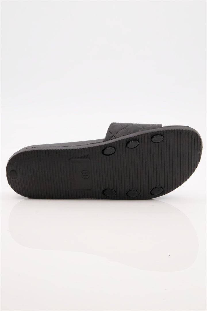 Black Logo Luxe Slides Shoes for Ladies