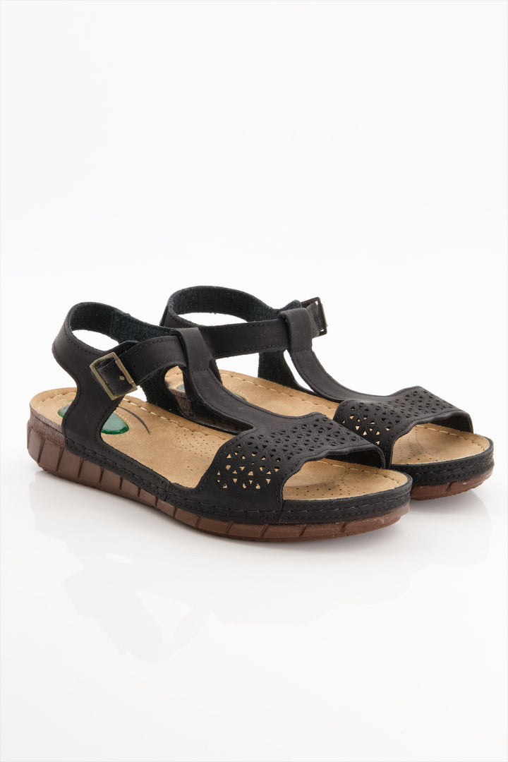 Elegant Noir Laser-Cut Ladies Sandals Online