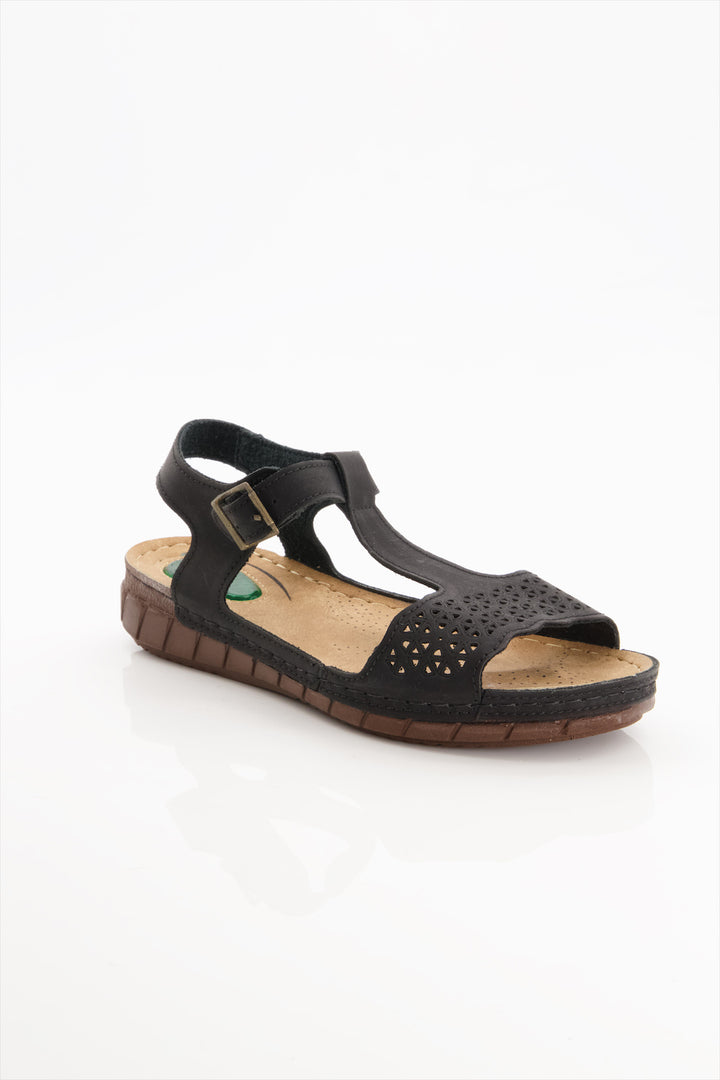 Elegant Noir Laser-Cut Ladies Sandals Online