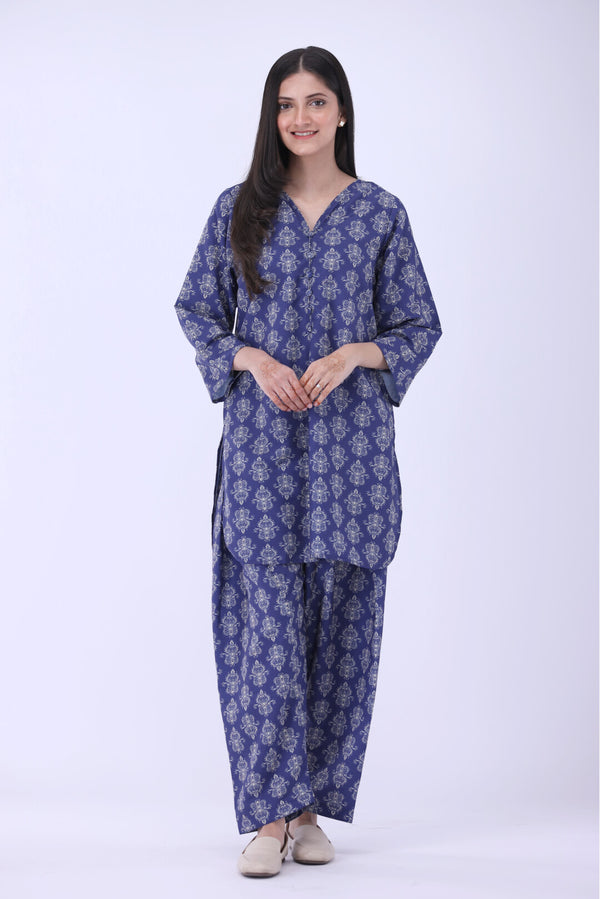 Women Premium Blue White  shalwar kameez 2 Pcs Stitched intermix fabric