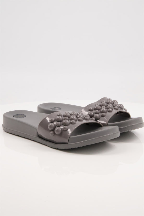 Gray Bubble Delight Slides Shoes Women  -  heels.pk - slides women, SMT-SHN-RNL-D-0210-GREY, Women, WS:1732_6328 - https://heels.pk/collections/new-arrivals/products/buy-gray-bubble-delight-slides-shoes-women-in-pakistan