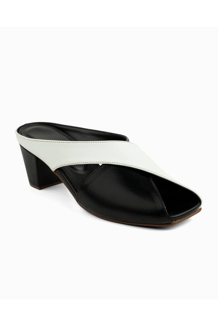 Monochrome Elegance: Aric Block Peep Toe Heel with Two-Tone Design  -  heels.pk - black heels, block heels, panache-fawn, peep toe heel, white heel - https://heels.pk/collections/new-arrivals/products/monochrome-elegance-aric-block-peep-toe-heel-with-two-tone-design
