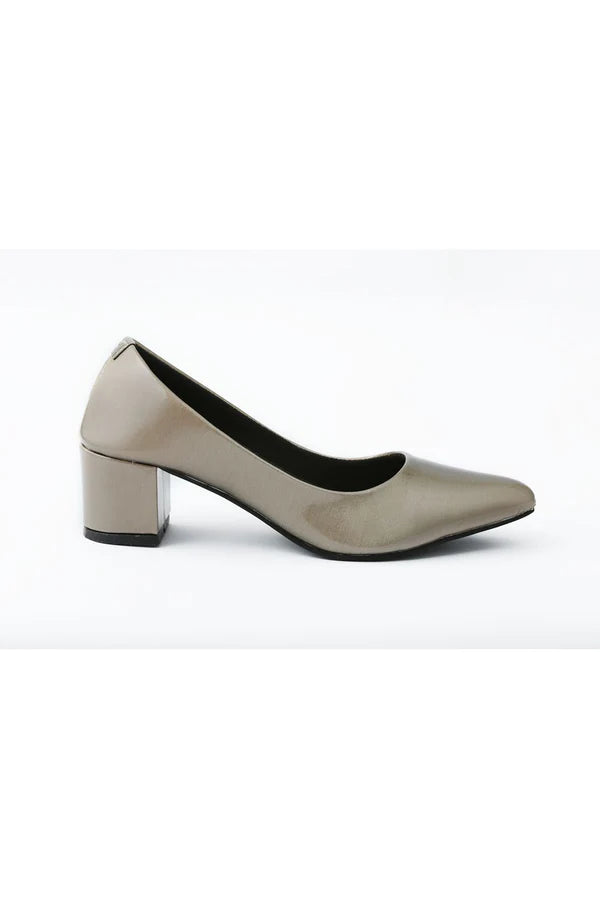 Sleek Ashen Elegance: Women's Grey Block Pump Heel  -  heels.pk - block heels, gray heel, pump heels, taalshoes-grey579 - https://heels.pk/collections/new-arrivals/products/sleek-ashen-elegance-womens-grey-block-pump-heel