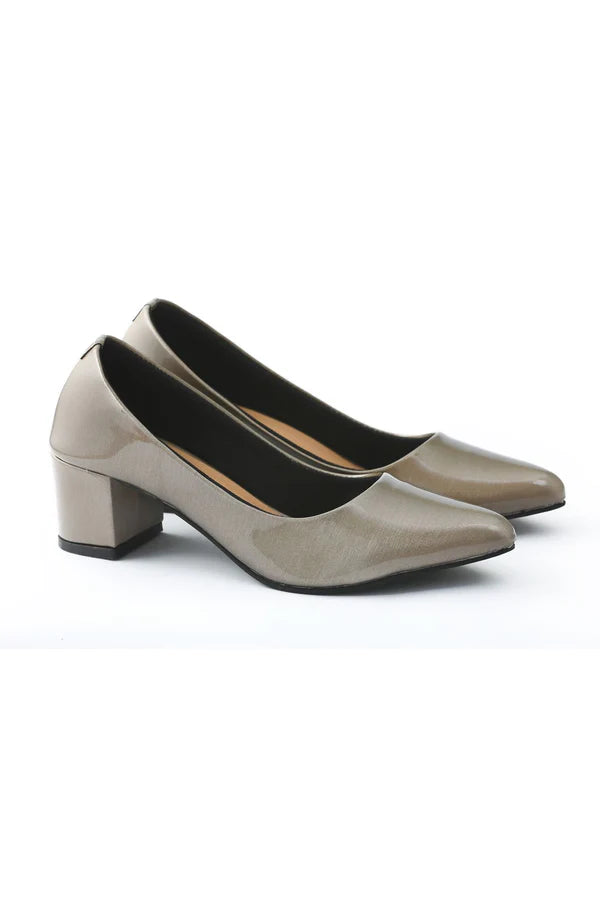 Sleek Ashen Elegance: Women's Grey Block Pump Heel  -  heels.pk - block heels, gray heel, pump heels, taalshoes-grey579 - https://heels.pk/collections/new-arrivals/products/sleek-ashen-elegance-womens-grey-block-pump-heel
