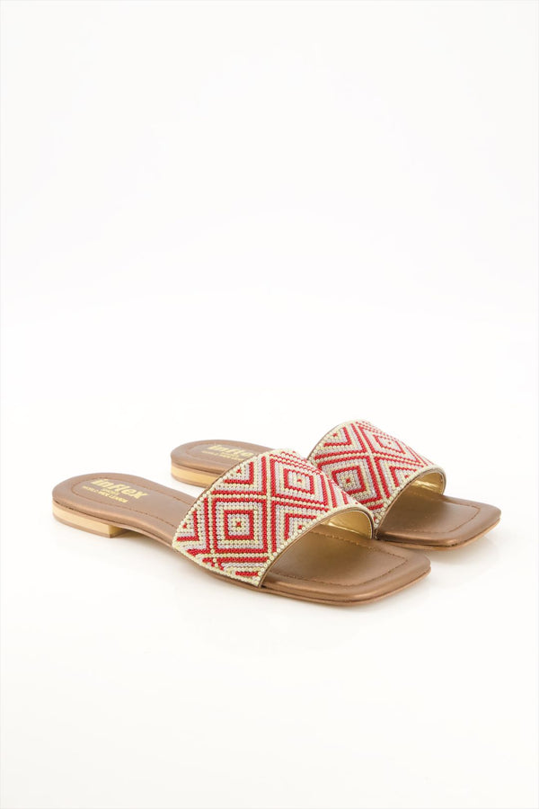 Desert Blossom Premium Brown Beaded Slides for Girls  -  heels.pk - Flats, slides women, SMT-AS-BJ-0020-BROWN, WS:1875_5537 - https://heels.pk/collections/new-arrivals/products/buy-desert-blossom-premium-brown-beaded-slides-for-girls