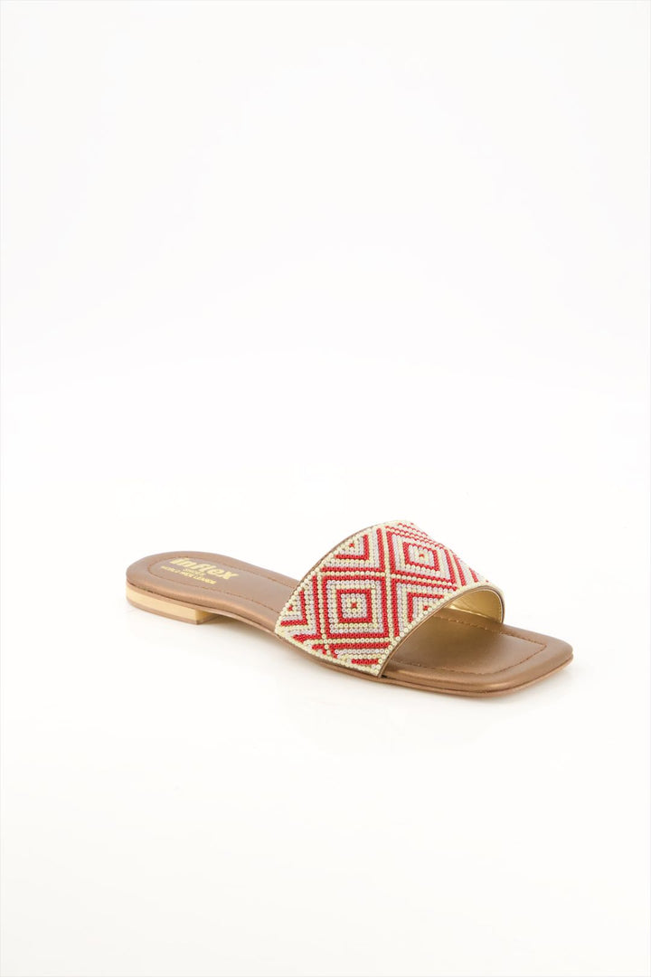 Desert Blossom Premium Brown Beaded Slides for Girls