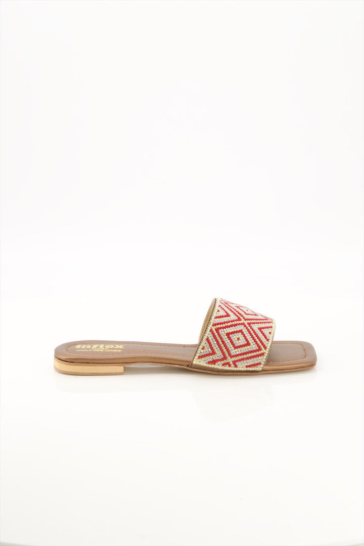 Desert Blossom Premium Brown Beaded Slides for Girls