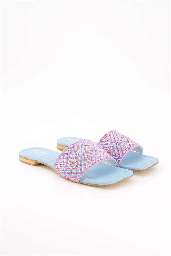 Mystic Blue Premium Ferozi Beaded Slides Shoes Online Pakistan