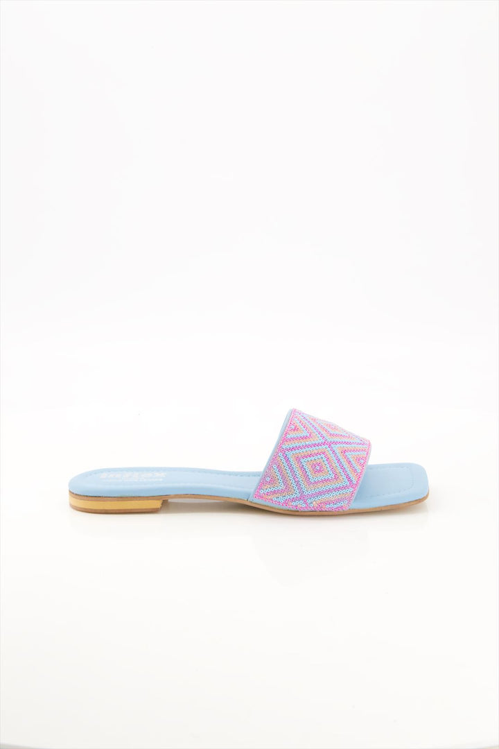 Mystic Blue Premium Ferozi Beaded Slides Shoes Online Pakistan