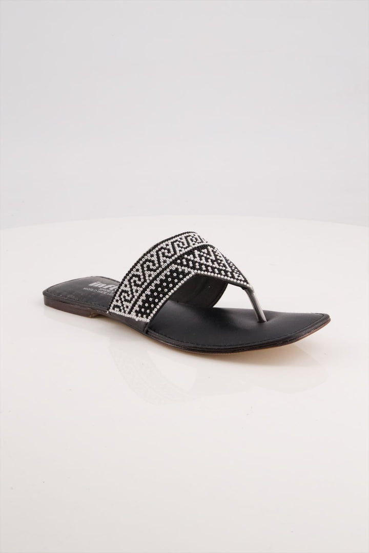 Nocturnal Charm Premium Black Beaded Slides Shoes for Ladies  -  heels.pk - Flats, slides women, SMT-AS-BJ-0015-BLACK, WS:1887_5534 - https://heels.pk/collections/new-arrivals/products/buy-nocturnal-charm-premium-black-beaded-slides-shoes-for-ladies