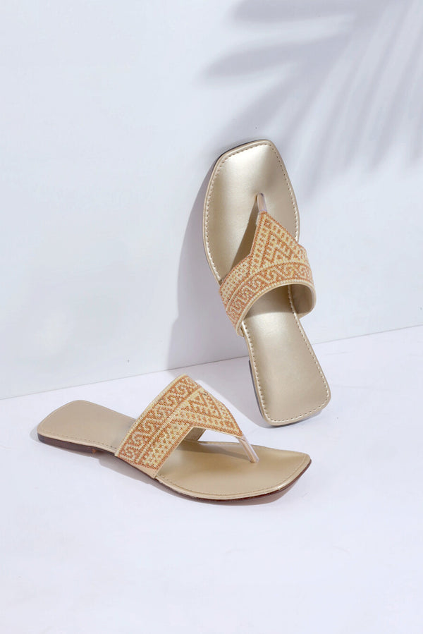 Golden Breeze Premium Fawn Beaded Slides Shoes for Girls  -  heels.pk - Flats, slides women, SMT-AS-BJ-0015-FAWN, WS:1888_5533 - https://heels.pk/collections/new-arrivals/products/buy-golden-breeze-premium-fawn-beaded-slides-shoes-for-girls