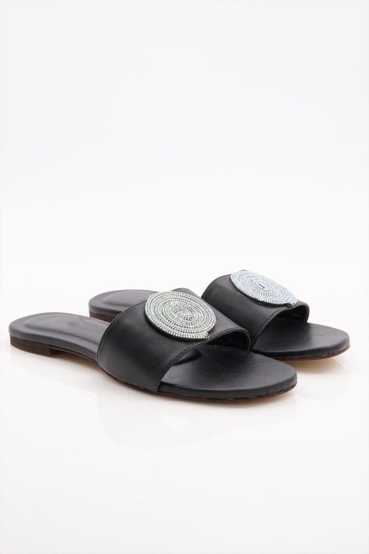 Elegant Radiance Premium Black Slides for Ladies