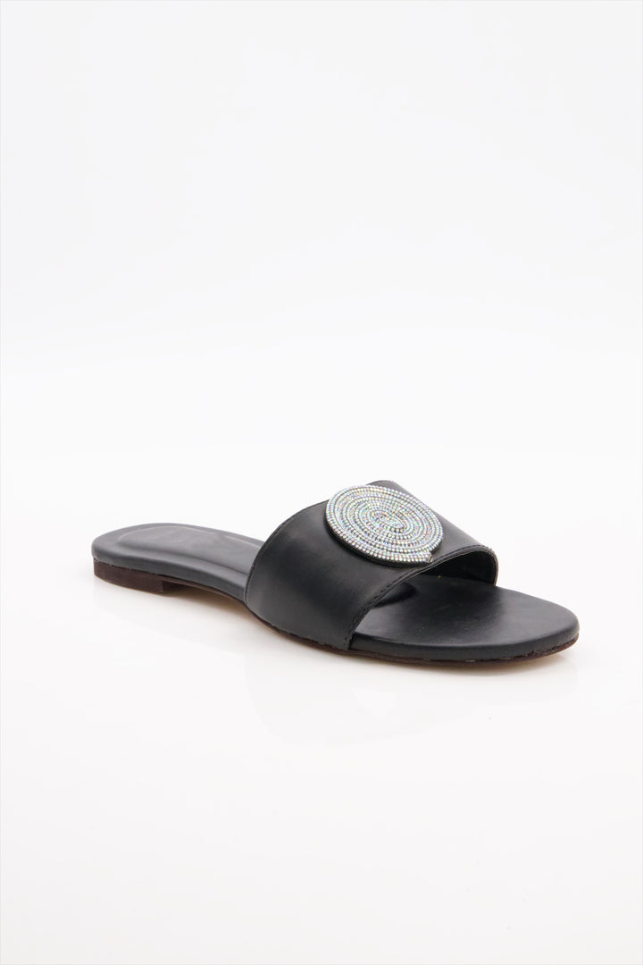 Elegant Radiance Premium Black Slides for Ladies