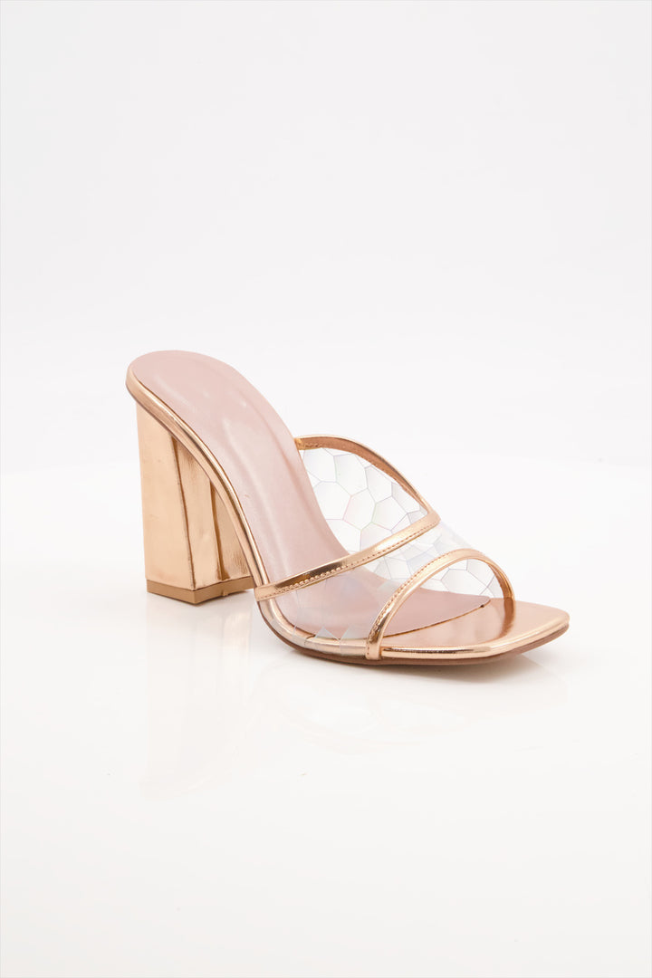 Radiant Peach Prism Block Heels High