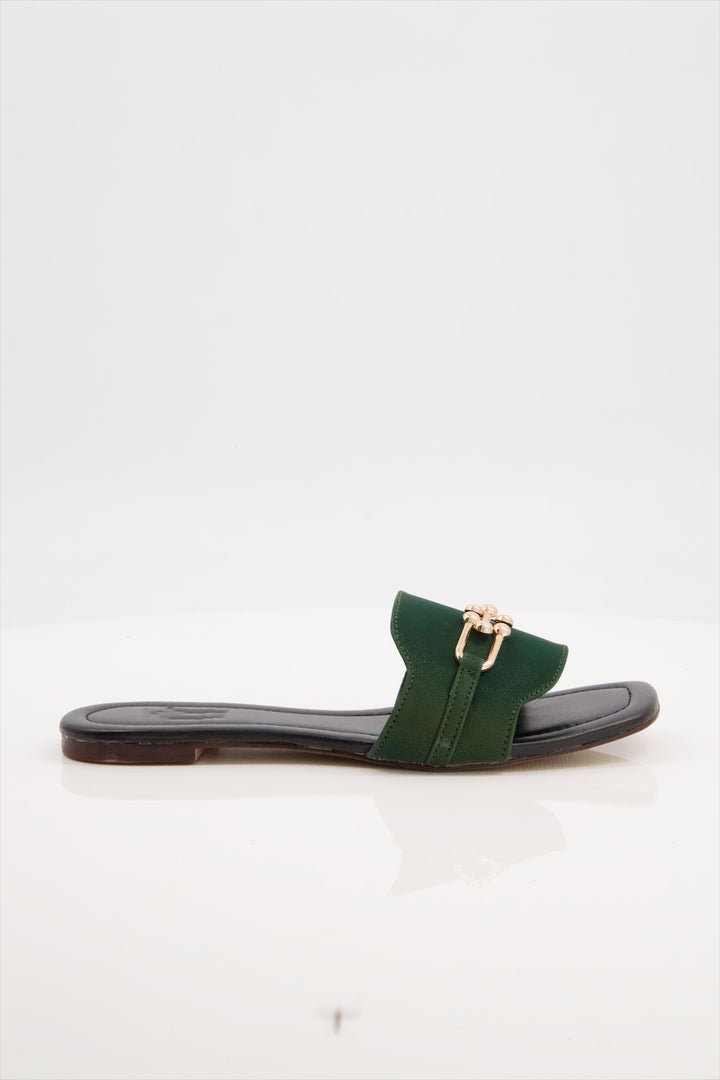 Emerald Elegance Premium Green Slides for Women