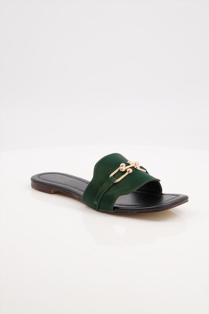 Emerald Elegance Premium Green Slides for Women