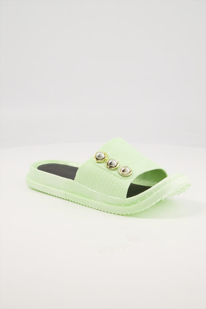 Mint Pearl Green Slides for Girls