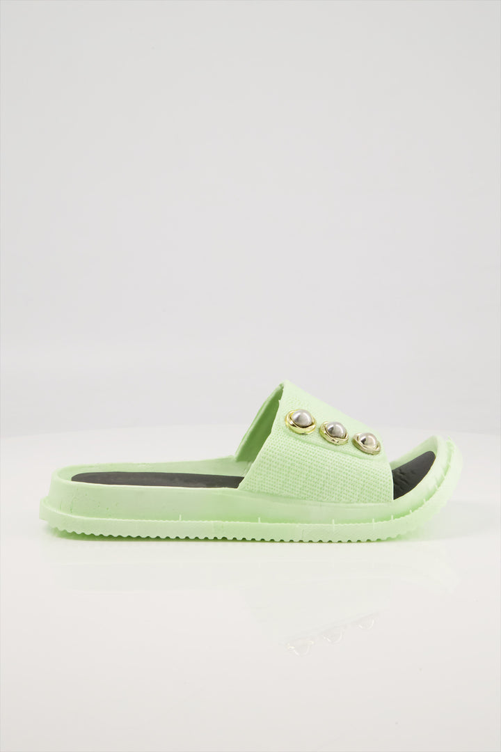 Mint Pearl Green Slides for Girls