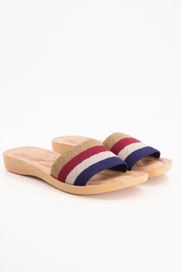 Coastal Stride Sunset Stripes Blue Slides Shoes Women