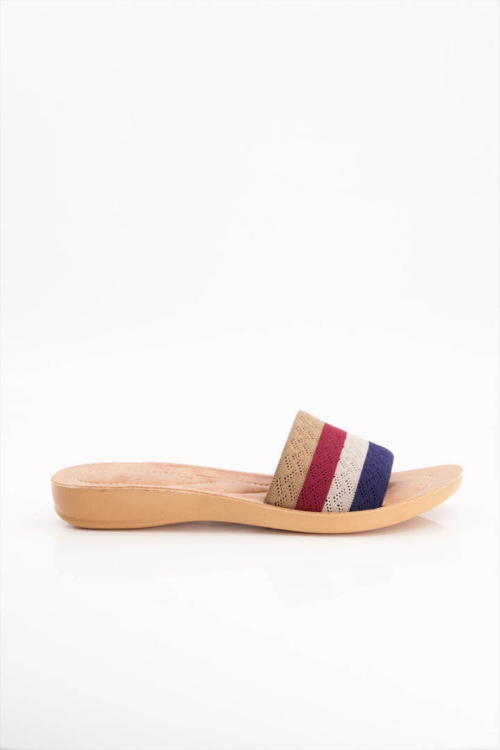 Coastal Stride Sunset Stripes Blue Slides Shoes Women