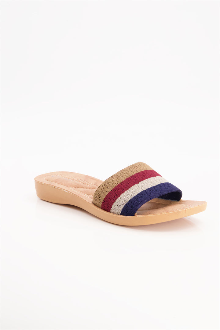 Coastal Stride Sunset Stripes Blue Slides Shoes Women