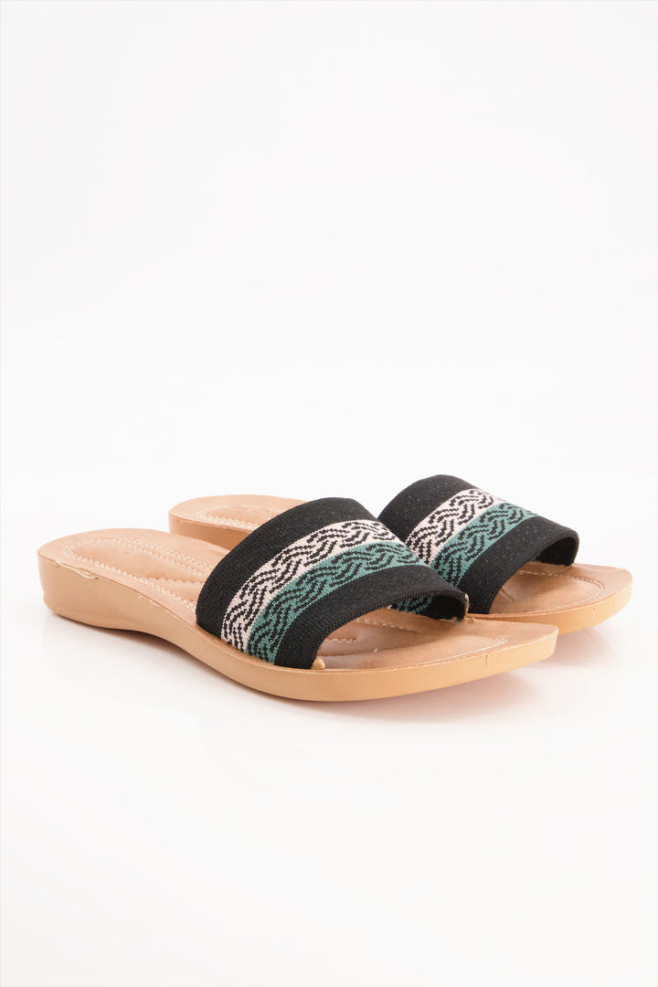 Emerald Waves Stylish Black Slides Shoes Girls