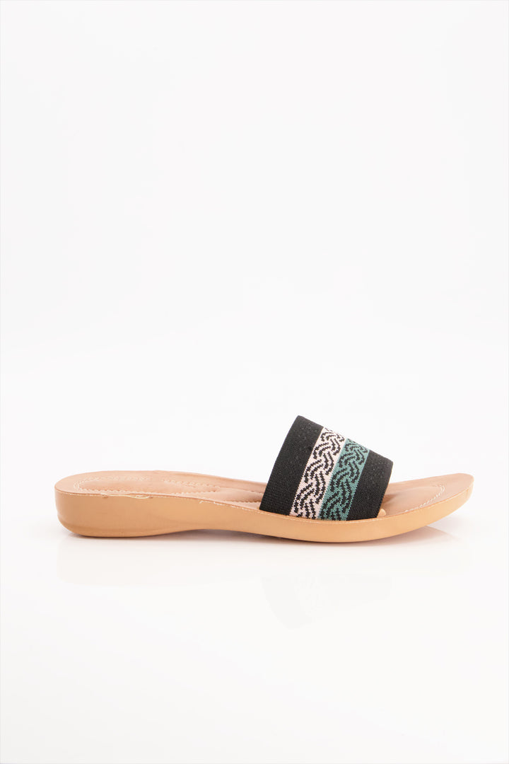 Emerald Waves Stylish Black Slides Shoes Girls