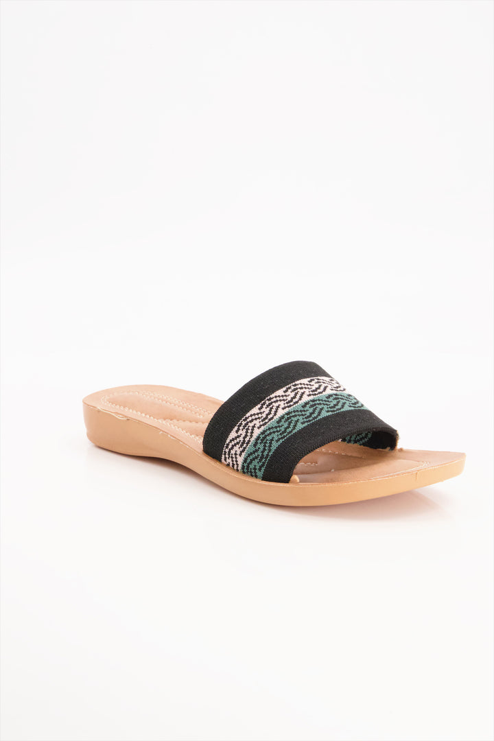 Emerald Waves Stylish Black Slides Shoes Girls