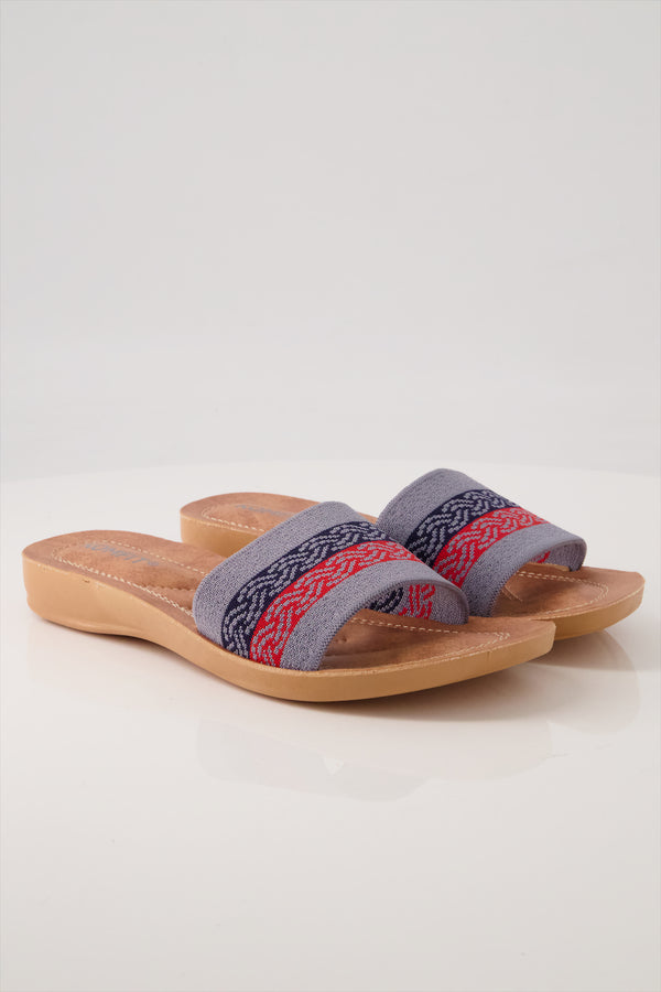 Cultural Grace Gray Slides for Girls  -  heels.pk - slides women, SMT-AS-RNL-5413-GRAY, Women, WS:1941_6342 - https://heels.pk/collections/new-arrivals/products/buy-cultural-grace-gray-slides-for-girls-online-in-pakistan