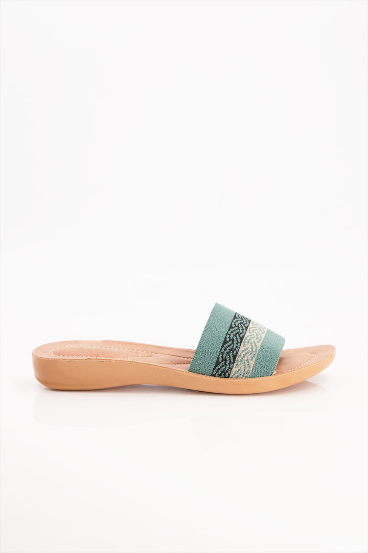 Tranquil Ethnic Green Slides for Women