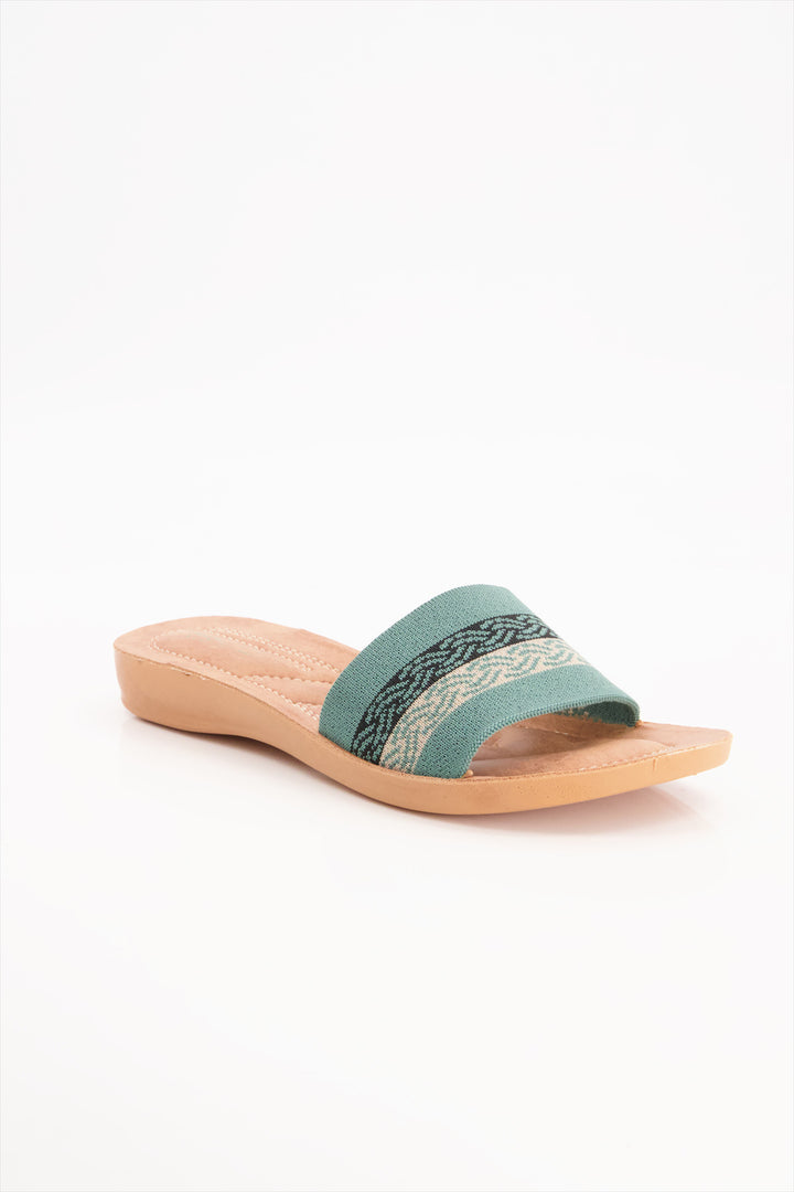 Tranquil Ethnic Green Slides for Women