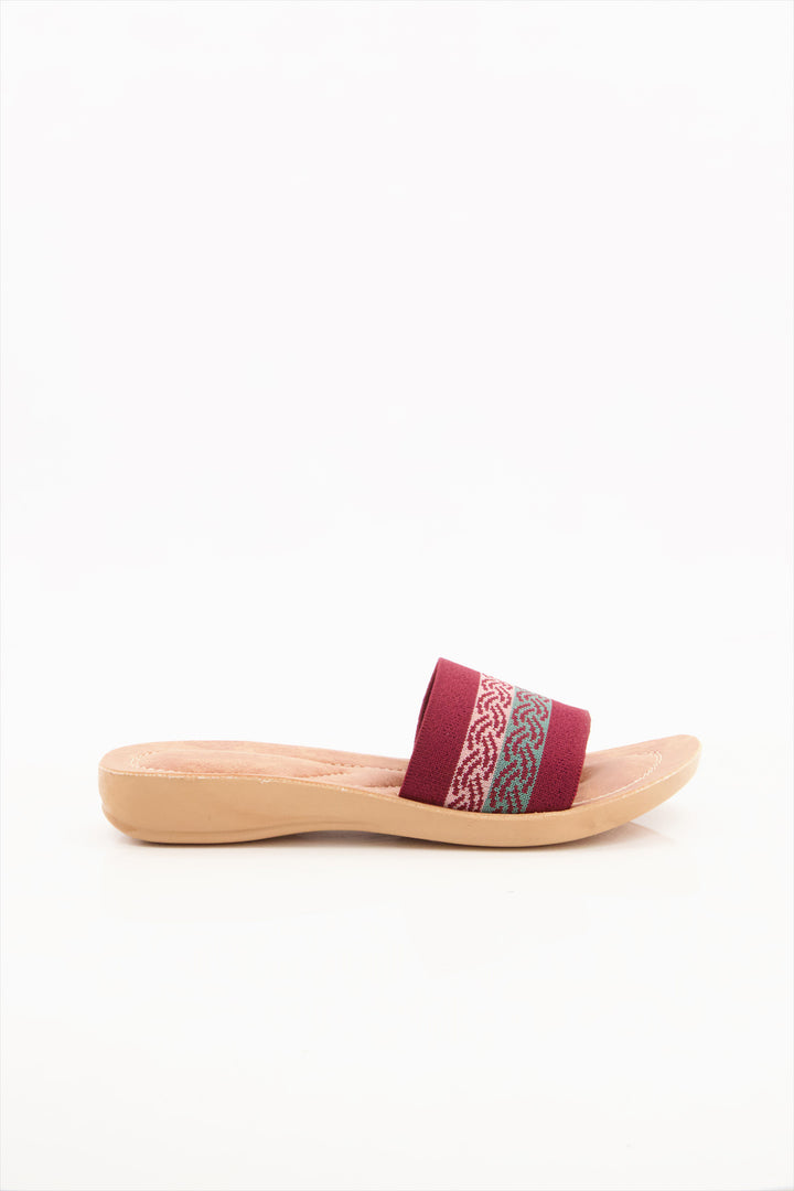 Ethnic Charm Maroon Slides Shoes for Girls