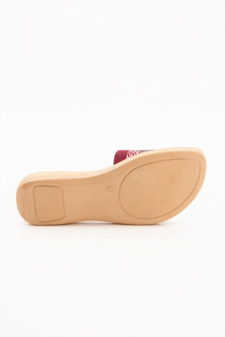 Ethnic Charm Maroon Slides Shoes for Girls