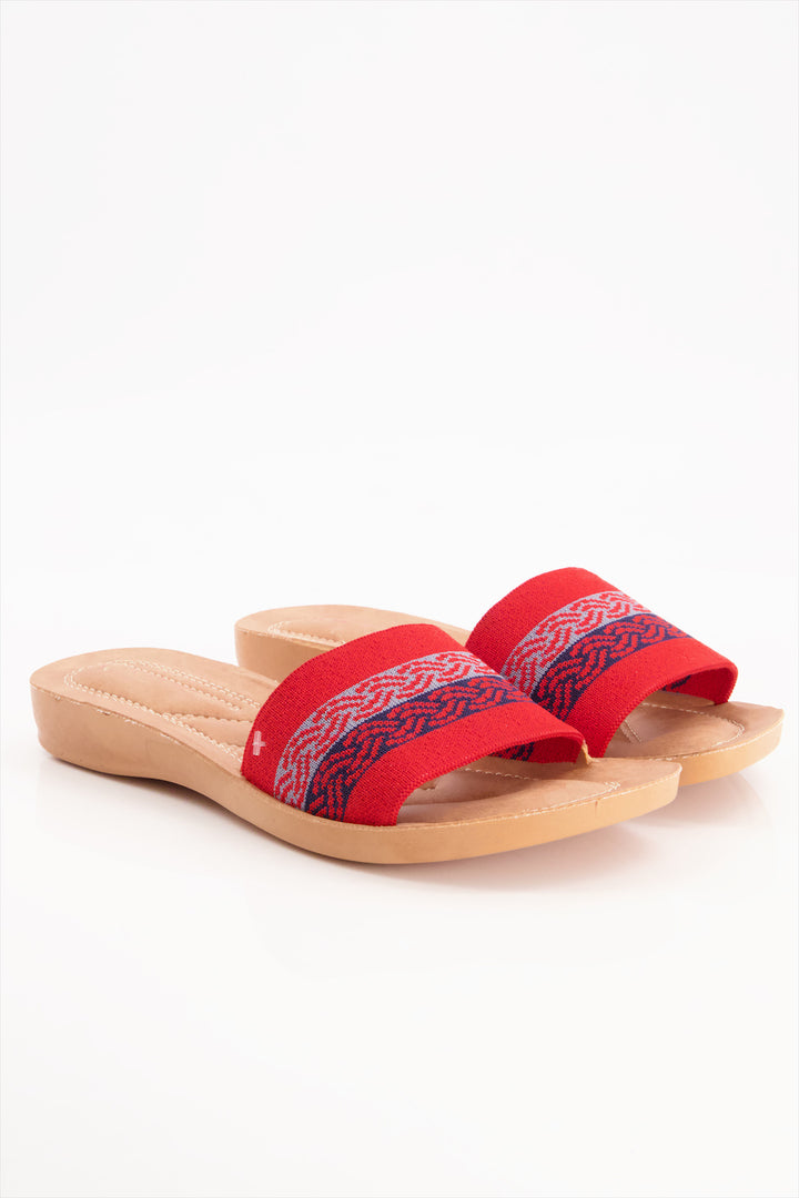 Elegant Ethnic Red Slides Shoes for Ladies