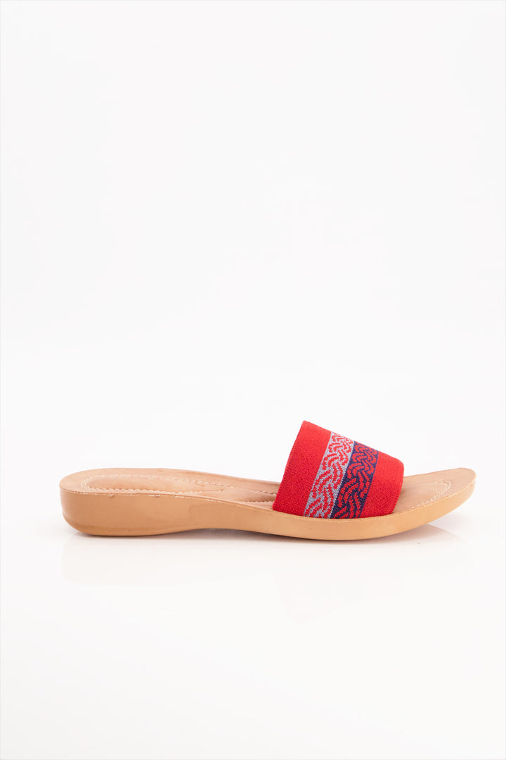 Elegant Ethnic Red Slides Shoes for Ladies