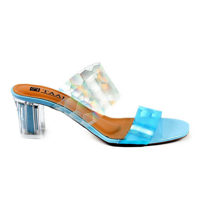 Sizzle Sky Iridescent Block Strappy Heels