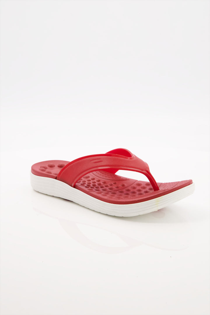 Vibrant Comfort Red Platform Flip Flops Thick Sole