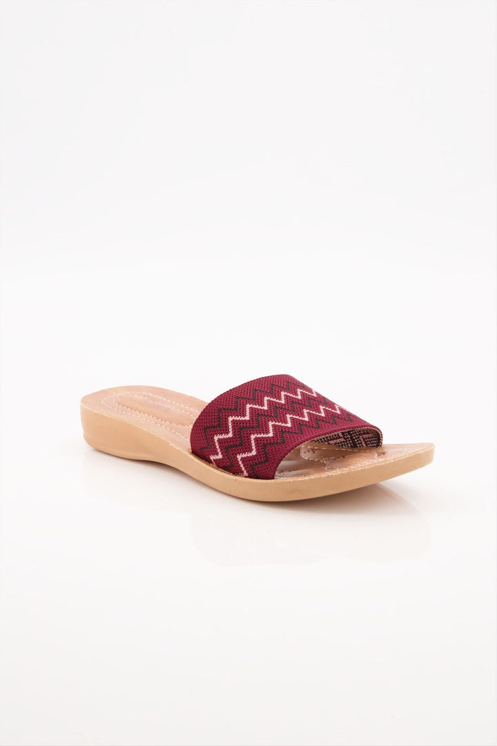 Maroon Zigzag Slide Shoes for Girls