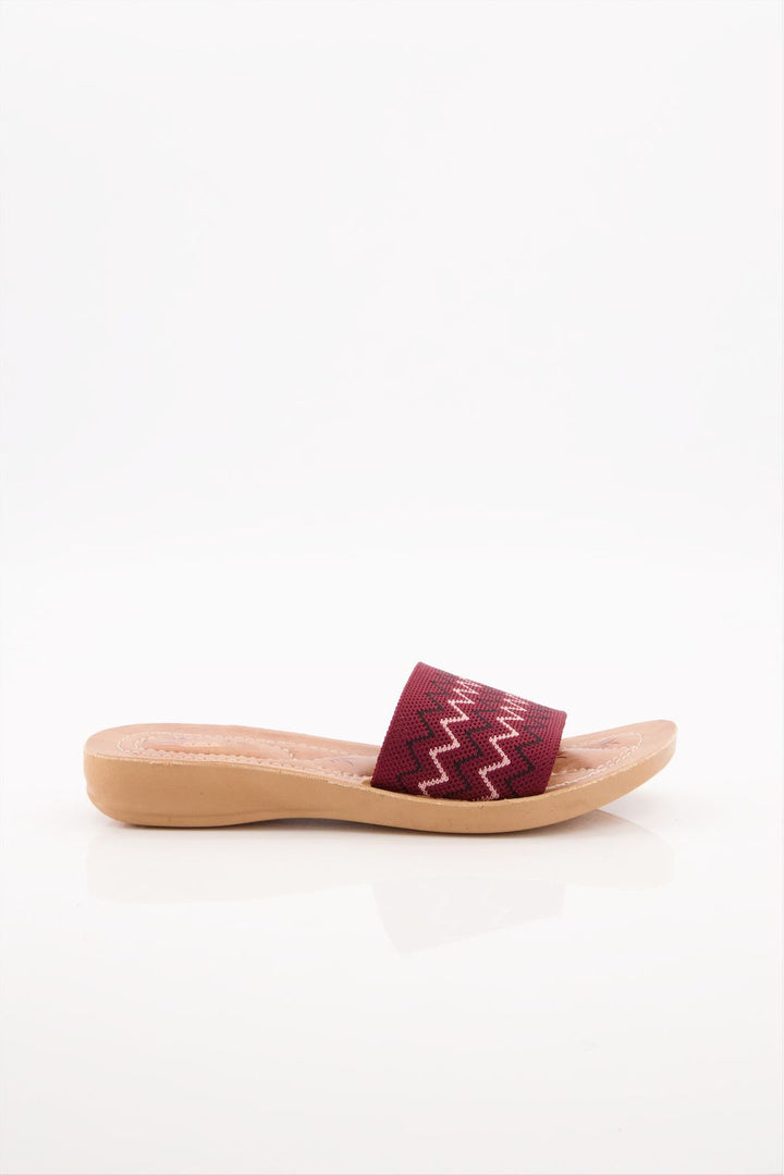 Maroon Zigzag Slide Shoes for Girls