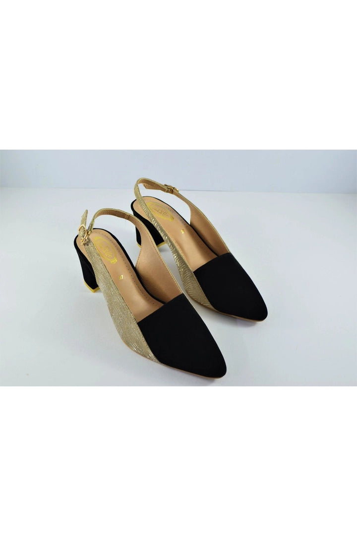 Chic Black Suede Block Slingback Heel with Textured Strap  -  heels.pk - black heels, block heels, mian-four-season-black601, slingback heel - https://heels.pk/collections/new-arrivals/products/buy-chic-black-suede-block-slingback-heel-with-textured-strap