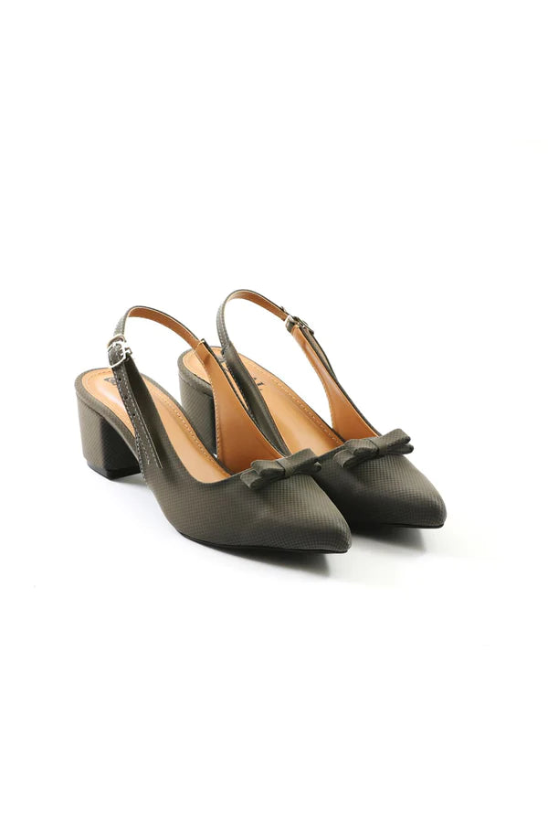 Sophisticated Grey Slingback Heels with Bow Detail - Elysia Grey  -  heels.pk - block heels, gray heel, slingback heel, taal-store-grey515 - https://heels.pk/collections/new-arrivals/products/sophisticated-grey-slingback-heels-with-bow-detail-elysia-grey