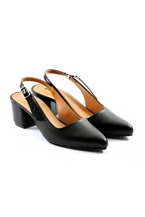 Classic Black Slingback Block Heels Sleek Black Design  -  heels.pk - black heels, block heels, slingback heel, taal-store-black665 - https://heels.pk/collections/new-arrivals/products/classic-black-slingback-block-heels-sleek-black-design