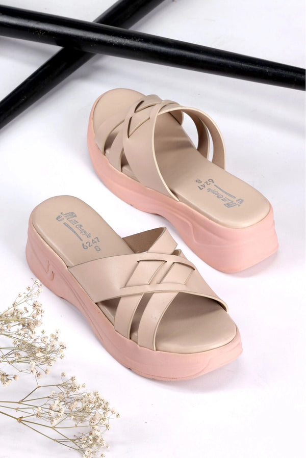 Light Brown Wedge Sandals - Comfy & Stylish  -  heels.pk - brown heel, MIL-6247-L-BRN, strappy heel, wedge heel - https://heels.pk/collections/new-arrivals/products/light-brown-wedge-sandals-comfy-stylish